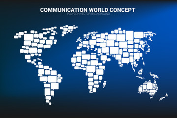Poster - group of speech bubble icon shape to world map . concept of communication network. 