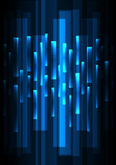 blue overlap pixel speed in dark background, geometric layer motion backdrop, simple technology template, vector illustration