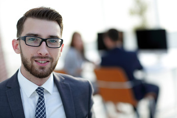 closeup.Executive businessman on background of office.