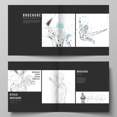 Wall Mural - the vector illustration of the editable layout of two covers templates for square design bifold broc