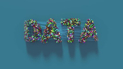 Poster - 3d render abstract background with data title made of spheres that connected with lines. data and co