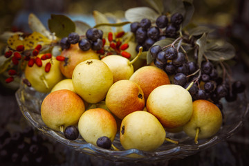 Wall Mural - Still life pears and chokeberry