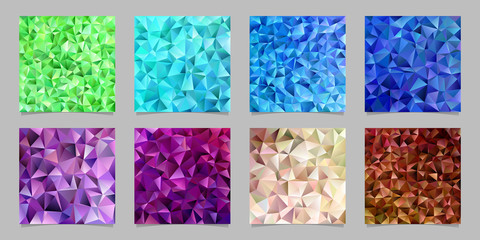 Poster - Geometric abstract chaotic triangle pattern background set - mosaic vector graphic designs from colored triangles