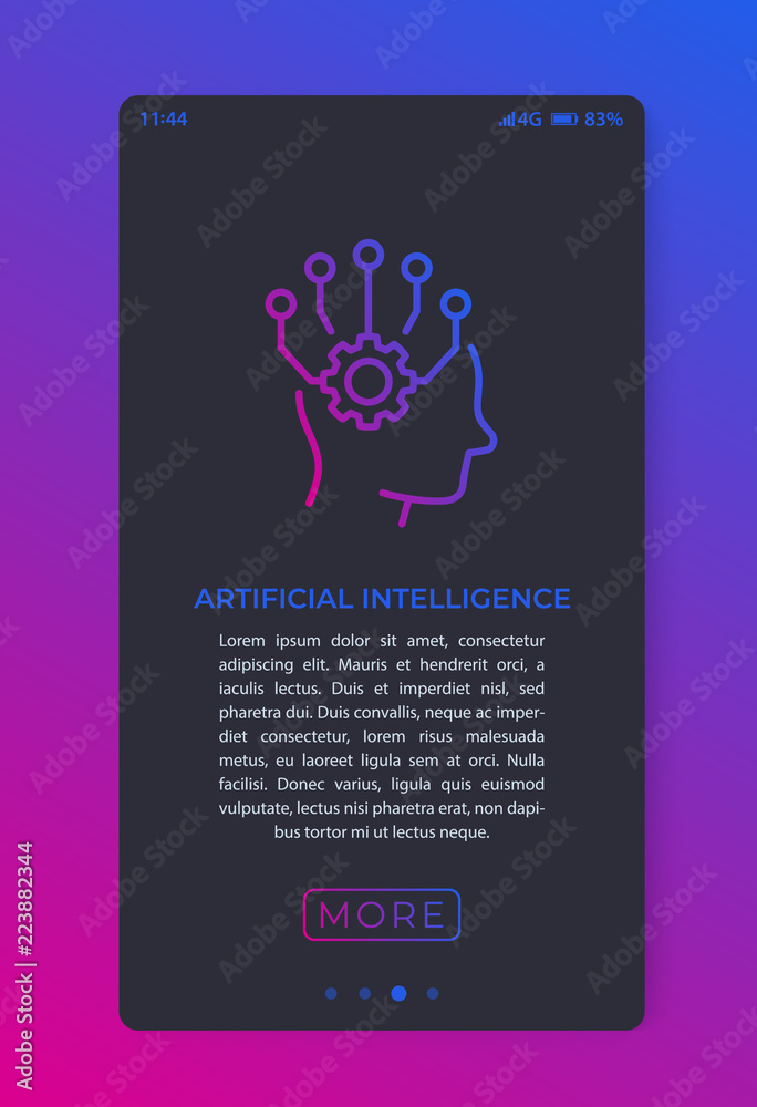 Artificial intelligence, AI in mobile app, vector template Stock Vector ...