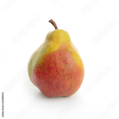 yellow ripe pear on white background