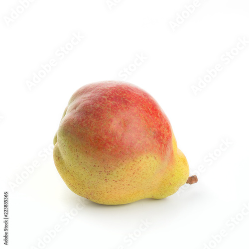 yellow ripe pear on white background
