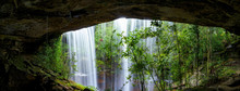 Panoramic Beautiful Deep Forest Waterfall In Thailand.