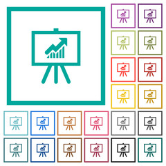 Sticker - Presentation table with rising graph flat color icons with quadrant frames