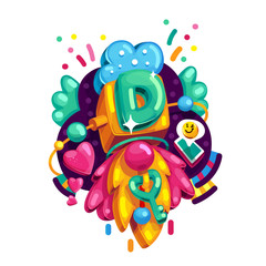 Poster - funny vector illustration letters D