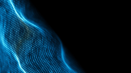 Fototapete - Data technology background. Abstract background. Connecting dots and lines on dark background. 3D rendering. 4k.