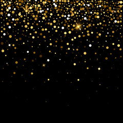 Wall Mural - golden glitter particles effect for luxury greeting rich background. sparkling texture. vector star 