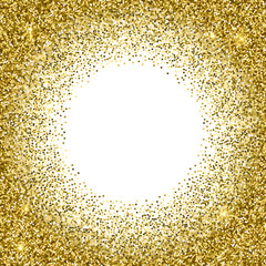 Wall Mural - gold glittery round frame with white background. sparkle golden vector background. seamless pattern