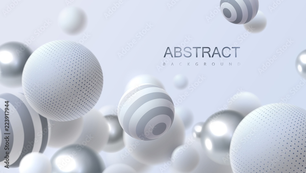 Abstract background with dynamic 3d spheres - obrazy, fototapety, plakaty 