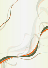 Poster - Abstract background with green and orange wavy ribbons. Vector graphic pattern