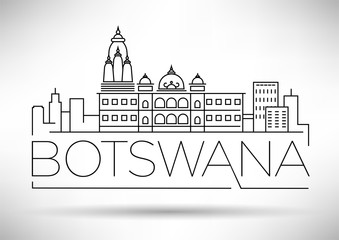Poster - Minimal Botswana City Linear Skyline with Typographic Design