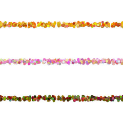 Poster - Repeatable random dot pattern text dividing line design set - vector graphic design elements from colored circles