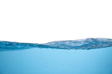 Clear blue water wave on white background