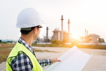 Wall Mural - engineers working in a construction site