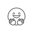 Hugging smiling face emoji outline icon. linear style sign for mobile concept and web design. Happy emoticon simple line vector icon. Symbol, logo illustration. Pixel perfect vector graphics