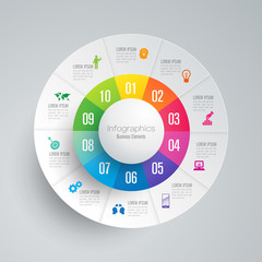 Aufkleber - Infographics design vector and business icons with 10 options.