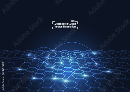 Abstract technology blue hexagons pattern background for Network connection c...