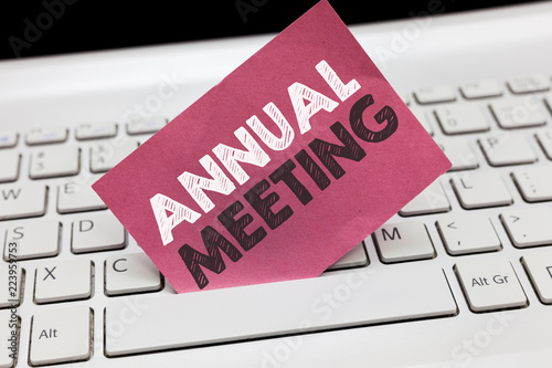 Fotografía Conceptual hand writing showing Annual Meeting