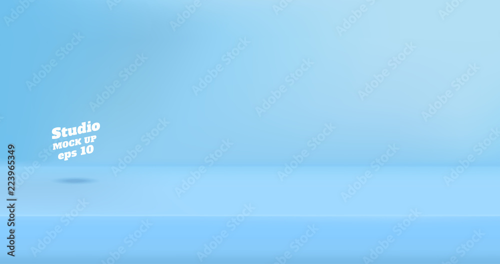 Vector Empty pastel blue color studio table room background ,product display with copy space for display of content design.Banner for advertise product on website - obrazy, fototapety, plakaty 
