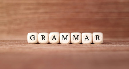 Poster - word grammar made with wood building blocks