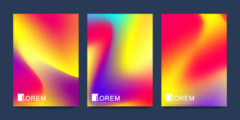 Aufkleber - Modern vector template for brochure leaflet flyer cover banner catalog in A4 size. Abstract fluid 3d shapes vector trendy liquid colors backgrounds set. Colored fluid graphic composition illustration.
