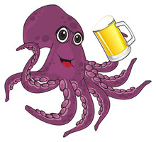 Octopus, Marine Octopus, Purple Octopus,  Illustration, Cartoon, Drink