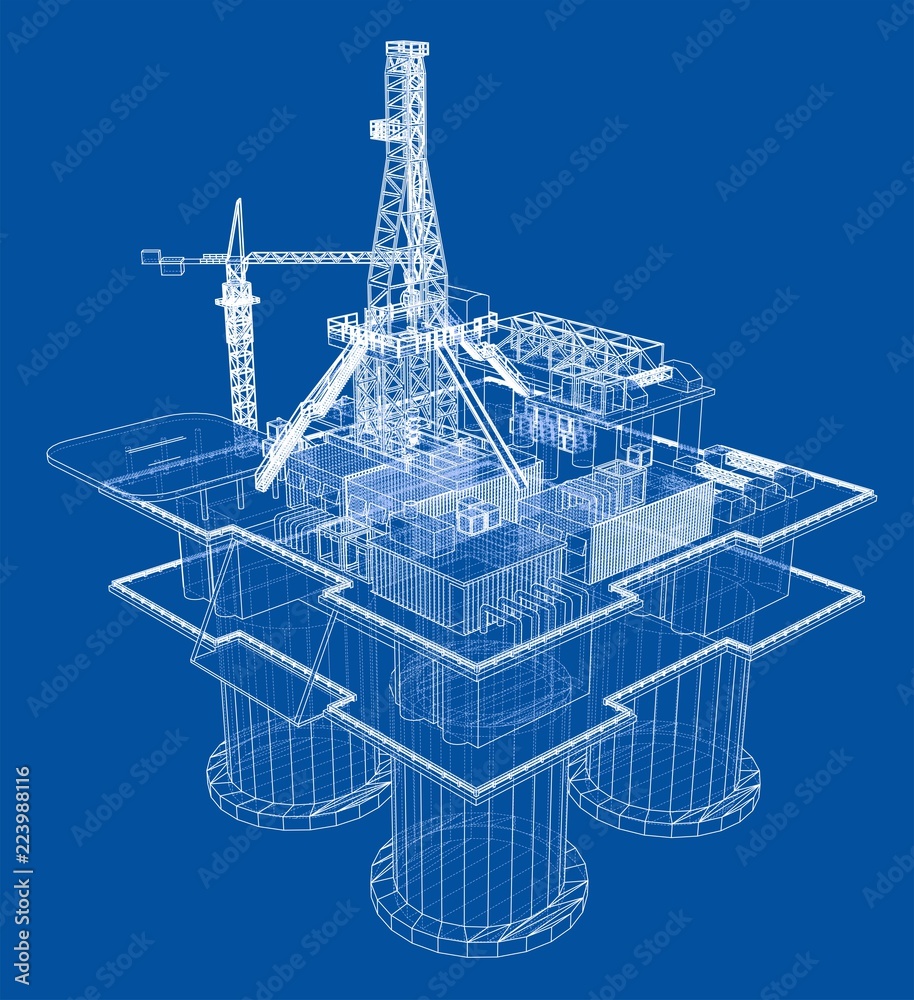 Offshore Rig Model Draw Offshore oil rig drilling platform concept Stock Vector | Adobe Stock