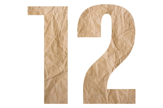 12 – with wrinkled paper texture on white background