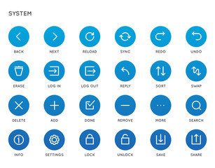 Wall Mural - System User Interface (UI) Vector Icon Set. High Quality Minimal Lined Icons for All Purposes.