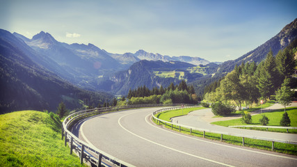 Traveling to beautiful Alps in summer on sunny day