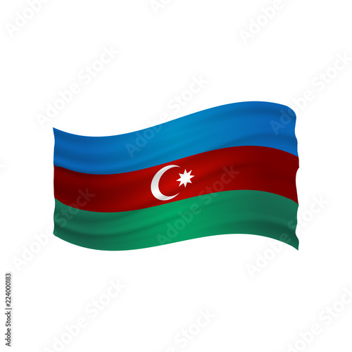 Fotografija azerbaijan undulating flag vector (Azerbaycan bayragi)