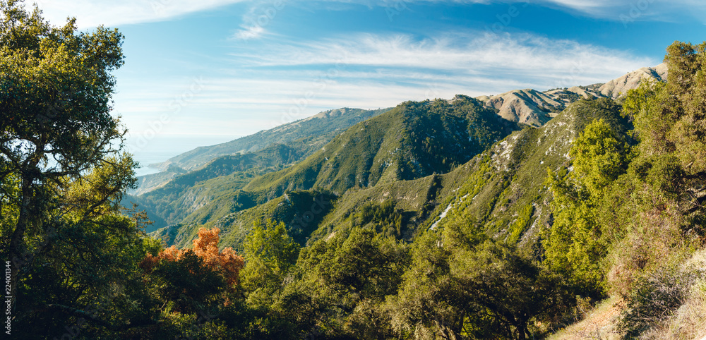 Panorama View Of The Mountains And Coastline In Big Sur, California