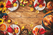 Thanksgiving Celebration Traditional Dinner Setting Meal Concept