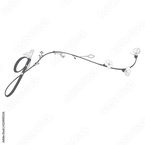 Fotografering Vector Hand Drawn floral g monogram and logo