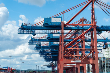 Aufkleber - Loading containers on a ship in an international cargo port.