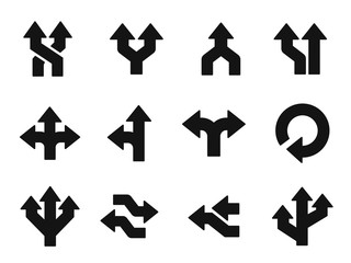 Poster - Set arrow icon. Different arrows sign. Road signs – stock vector