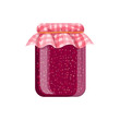 Jar of homemade raspberry jam.