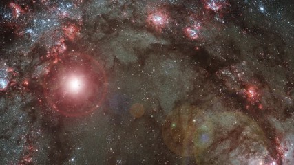 Wall Mural - Star birth burst flare light in spiral galaxy M83. Contains public domain image by NASA
