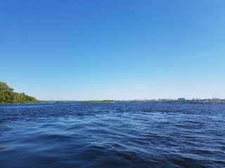 View of the river with blue water and sky