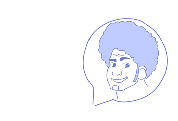 Poster - african american male head chat bubble profile icon man avatar support service communication concept