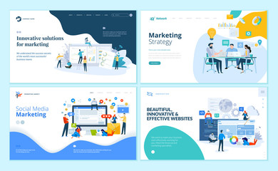 Set of web page design templates for internet marketing, social media, website design and development. Modern vector illustration concepts for website and mobile website development. 