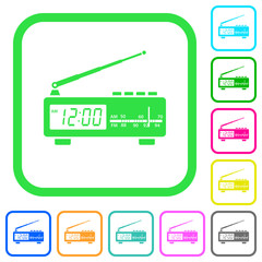 Poster - Vintage radio clock vivid colored flat icons