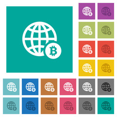 Wall Mural - Online Bitcoin payment square flat multi colored icons