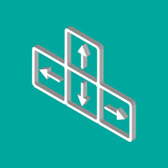 Fototapete - Isometric keyboard arrows. 3d style pointer symbol.