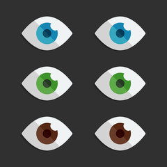 Fototapete - Vector eye set in blue, green and brown colors.