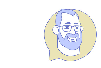 Poster - male head chat bubble profile icon man avatar support service call center concept sketch doodle char